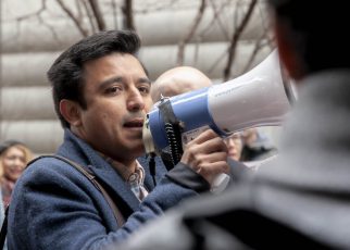 Byron Sigcho-Lopez New 25th Ward Alderman Activists Protest Lincoln Yards Development Chicago Illinois 4-10-19 Photo by Charles Edward Miller